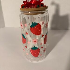 Strawberry and Floral Clear Tumbler